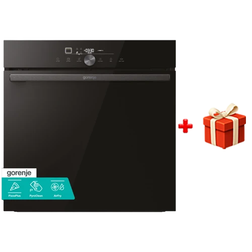 Gorenje Built-in Oven 60cm BO3PYEI01-6 GO66E PIZZA350C - 77L Effective Capacity - Mechanical Control - 11 Cooking Programs - Black + Free Gift: Gorenje Blender B800RL