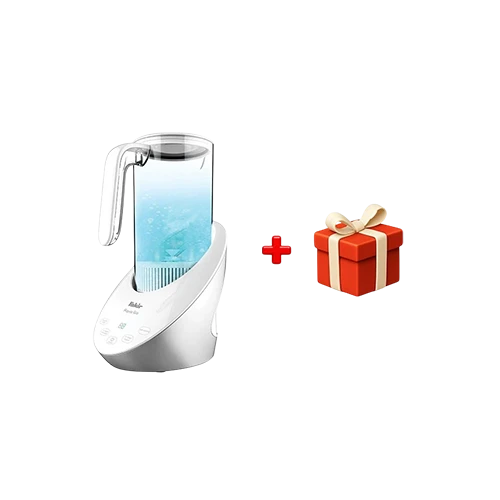 Fakir Hydrogen Water Generator Aqua Gio - Large Hopper Capacity - Touch Control Panel - Self-Cleaning Mode - Electrolysis Technology - Silver + Free Gift : Fakir Chopper Choppy