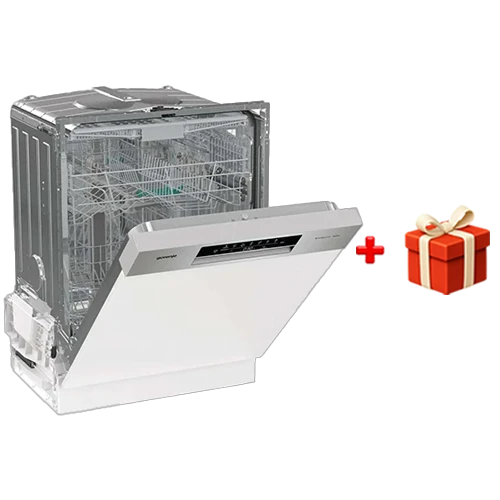 Gorenje Semi-Integrated Dishwasher 60 cm GI643D90X - 16 Set and 3 Baskets - FlexUse Baskets - AutoProgramme - Total AquaStop - Grey+ Free Gift: Gorenje Kitchen Juicer JC400BE
