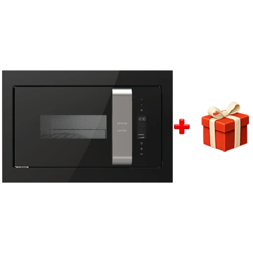 Gorenje Built-in Microwave Oven BM235ORAB - 900 W Power - 23 L Capacity - AutoProgrammes & EcoMode - AutoDefrost by Weight or Time - Black + Free Gift: Gorenje CWWA01HC Cookware
