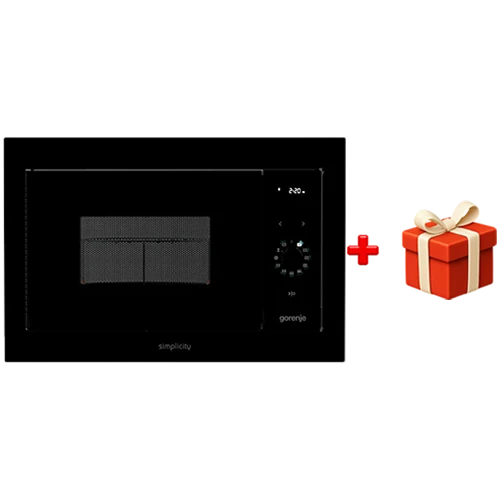 Gorenje Built-in Microwave Oven BM235G1SYB - 900 W Power - 23 L Capacity - 9 AutoProgrammes - Infrared Grill & AquaClean - Black + Free Gift: Gorenje CWWA01HC Cookware