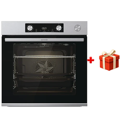 Gorenje Built-in Oven BSA6737E15X - 77L BigSpace Capacity - AirFry & SteamAssist - 12+ Cooking Programs - Stainlees Steel+ Free Gift: Gorenje Kitchen Juicer JC400BE