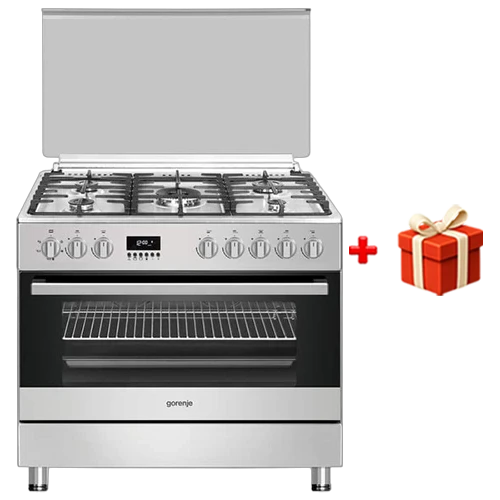 Gorenje Gas Cooker GGI9C21X - 90 cm - 110 L BigSpace Oven - GentleClose Door - EcoClean Enamel - Silver + Free Gift: Gorenje Blender B800RL