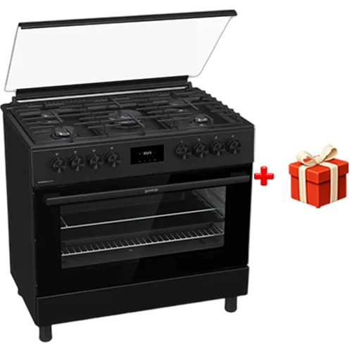 Gorenje Gas Cooker GGI9C21B - 90 cm - 5 Gas Burners - BigSpace Oven - AirFry Technology - Dual Fan System - GentleClose Door - Black + Free Gift: Gorenje Blender B800RL