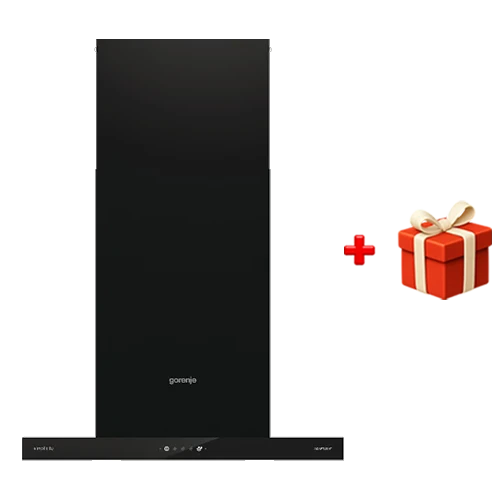 Gorenje Cooker T-Shaped Hood WHT6SYB - Size 60cm - Airflow 650 m³/h - Touch Control - LED Lighting - Black + Free Gift: Gorenje CWWA01HC Cookware