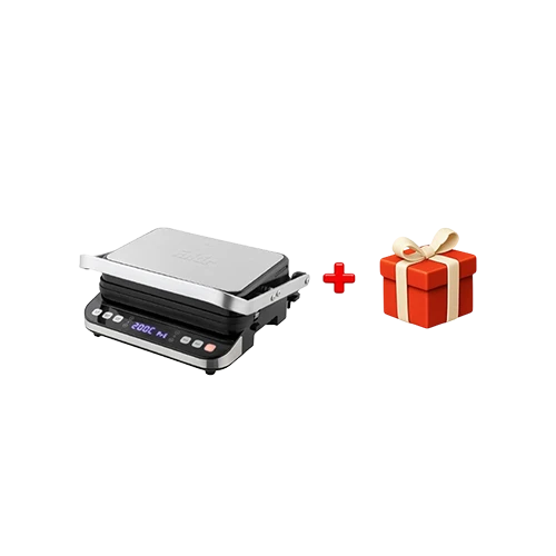 Fakir Food Maker Grill Expert Elite Grill & Toaster - 2000W - 180° Opening - Touch Screen - Silver + Free Gift : Fakir Coffee Maker Kaave Mono