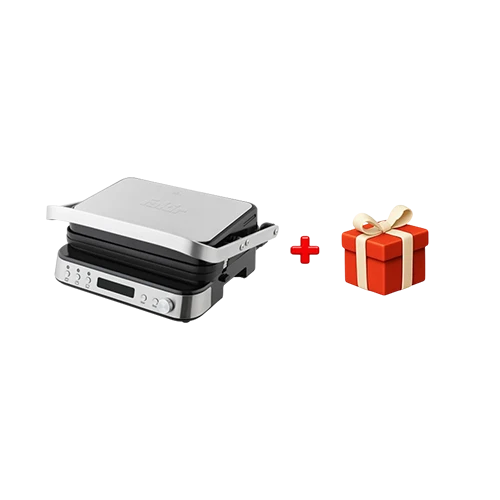 Fakir Food Maker Grill Expert Pro Grill and Sandwich Maker - 2000W - Adjustable Heat Settings - Inox + Free Gift : Fakir Coffee Maker Kaave Mono