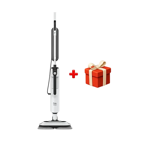 Fakir Spin Steam Steam Cleaner - 1500 W Power Range - 15s Quick Heat-Up - 380ml Water Tank - 5-Meter Cable - Overheat Protection - White + Free Gift : Fakir Coffee Maker Kaave Mono