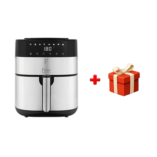 Fakir Uno Chefry Air Fryer 5L - 1750 W - Digital Touch Display - 8 Cooking Programs - Black / Stainless Steel+ Free Gift : Fakir Chopper Choppy