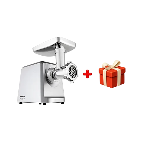 Fakir Steel Proof 1800 Meat Grinder - 1800W - Stainless Steel - Anti-Clogging System - 3 Attachments - Silver + Free Gift : Fakir Chopper Choppy