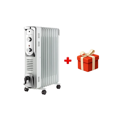Fakir Turbo Plus RF-09 Oil Filled Radiator - Built-in Humidifier and Laundry Hanger - Low-Friction Oil Technology - 4 Power Levels - White + Free Gift : Fakir Chopper Choppy