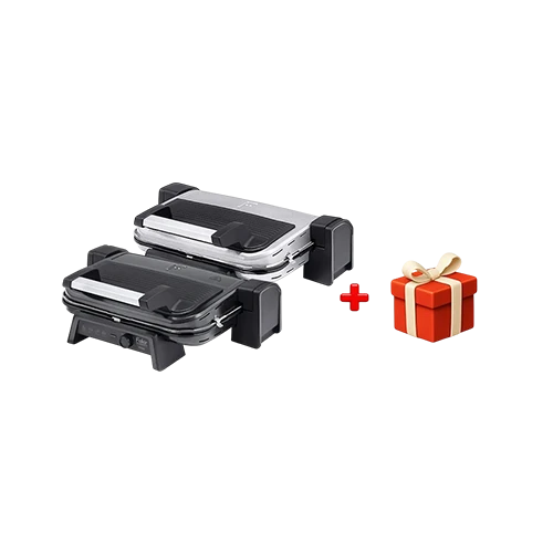 Fakir Crispy Mat Sandwich Maker - High Power 1800 W - Adjustable Temperature Control - Removable Non-Stick Plates - Oil-Drainage Channels + Free Gift : Fakir Chopper Choppy