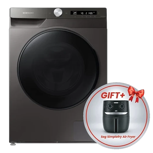 Samsung Washer-Dryer Combo WD14T504DBN - 14/8 Kg and 1400 RPM Spin Speed - EcoBubble and AirWash Technology - Digital Inverter Motor - WiFi SmartThings - Grey + Free Gift: Seg Simplefry Air Fryer