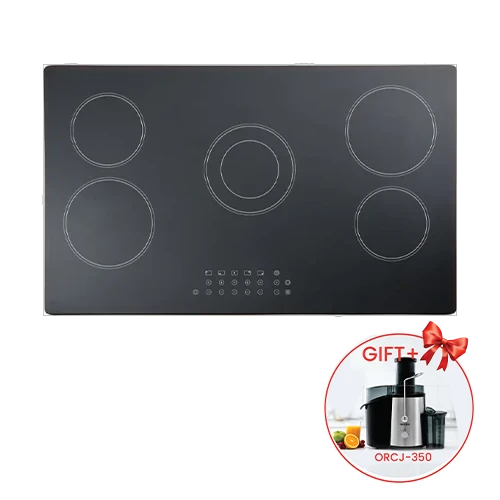 Orado Built-in Electric Hob 90 cm OR-CH905 T - 5 Hi-light Heater Zones - Sleek Ceramic Glass - Touch Control - Safety Lock - Black + Free Gift: Orado Juicer ORCJ350