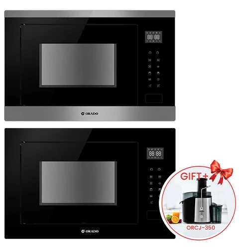 Orado Built-in Microwave Oven OR-BFMW 28 - Microwave & Grill Function - 28 L Capacity - 8 Pre-programmed Auto Menus - 95-Minute Timer & Full Touch Control - Sleek Black Glass + Free Gift: Orado Juicer ORCJ350