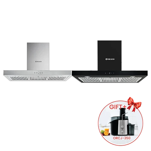 Orado Cooker T Shaped Hood OR-TS 92 - Size 90cm - Airflow of 1000m³/h - Touch Control - 3 Speed Levels + Free Gift: Orado Juicer ORCJ350