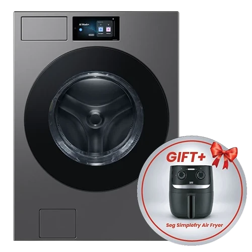 Samsung Washer and Dryer WD90F22BCSRQ 22/11kg AI Home 24 programs 1100 RPM - Dark Steel + Free Gift: Seg Simplefry Air Fryer