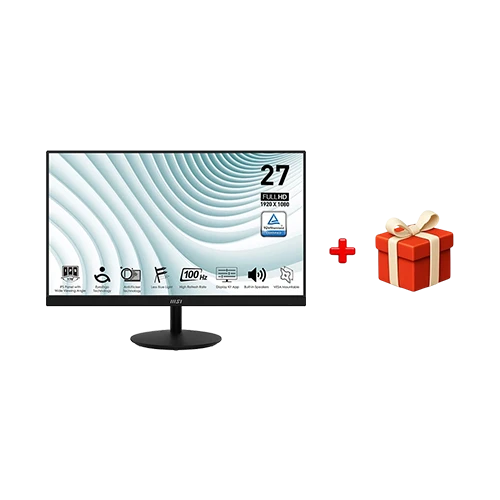 MSI Pro MP271A Business & Productivity Monitor Pro MP271A - 27 Inch - FHD - IPS - 100Hz 1ms (MPRT) - Anti-Flicker & Less Blue Light - Black + Free Gift : Reddragon Keyboard & Mouse Combo Wireless With Arabic Layout BS-7094 White