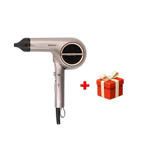 Fakir Super D+ Hair Dryer - BLDC Motor Technology - 4-Speed Settings - Integrated Ionization - Turbo Mode & Diffuser - Grey + Free Gift : Fakir Chopper Choppy