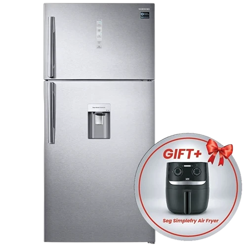 Samsung Top Mount Refrigerator RT62K7160SL - 22 ft. Capacity - Digital Inverter Compressor - Twin Cooling Plus Technology - 5 Conversion Modes - Anti-Bacterial Protector- Silver + Free Gift: Seg Simplefry Air Fryer