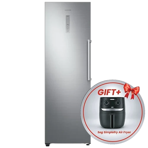 Samsung Upright Single Door Freezer RZ32M71207F -  11.5 ft. Capacity - No Frost Technology - All-Around Cooling - Digital Inverter Compressor - SmartThings Ready - Slim Ice Maker- Refined Steel + Free Gift: Seg Simplefry Air Fryer