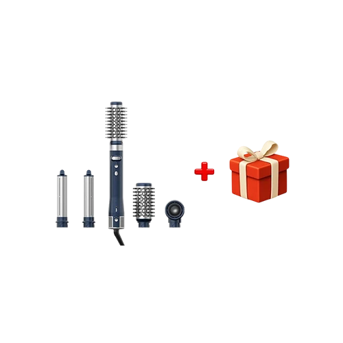 Fakir Airtouch Hair Styling Set - 6-in-1 Styling Versatility - Automatic Rotation Technology - Ionic Technology - Navy + Free Gift : Fakir Coffee Maker Kaave Mono