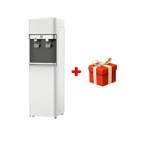 Fakir Water Dispenser Hydrop SB1004 - Dual Temperature Taps - Cup-Push Operation - Top-Loading System - High-Temperature Heating - White + Free Gift : Fakir Chopper Choppy