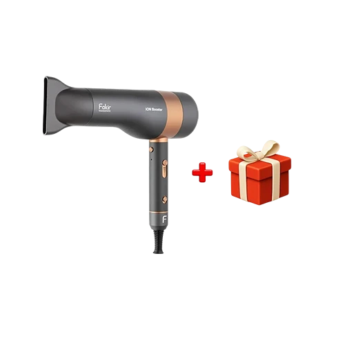 Fakir Ion Booster Hair Dryer - 2000W AC Motor - Ionic Technology- Multiple Heat & Speed Settings - Cool Shot Function - Black + Free Gift : Fakir Chopper Choppy