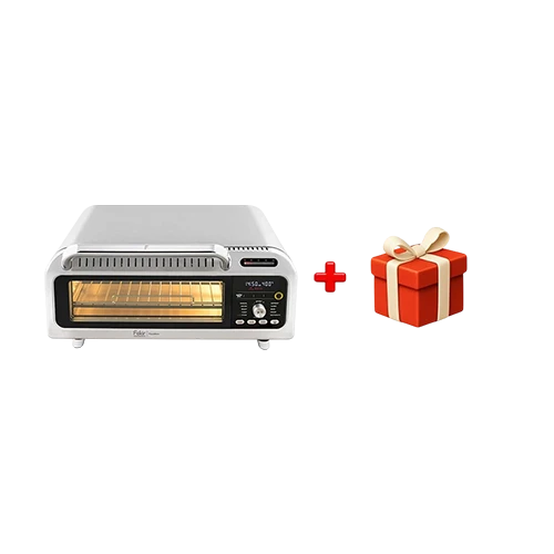 Fakir Pizzamore Multifunctional Pizza Oven - 2000W - 7in1 Cooking Modes - Integrated Smoke Filter - 400°C High-Heat Performance - Complete Accessory Set - Silver + Free Gift : Fakir Coffee Maker Kaave Mono
