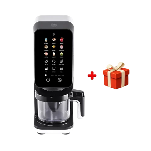 Fakir IceSense Ice Cream Maker- 700W - 12 Multi Function Programs-2500 RPM Blade Speed - Touchscreen Digital Display - Black + Free Gift : Fakir Coffee Maker Kaave Mono