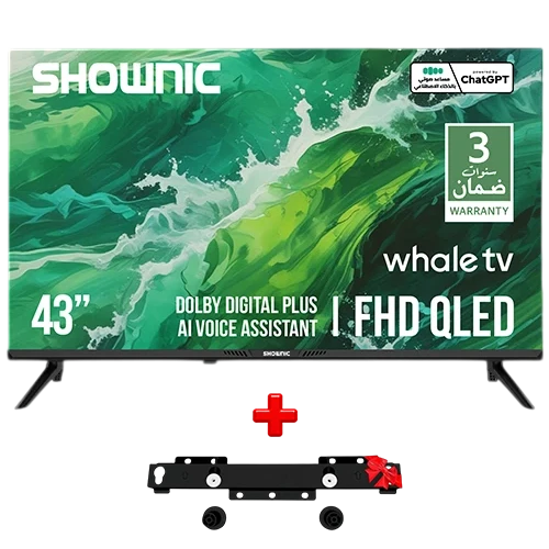 Shownic Smart QLED FHD Smart Television TS-43AFHWQ - 43 Inch QLED Display - Smart Whale TV Ecosystem - Immersive Audio - Built-In Satellite - Black + Free Gift: Stand
