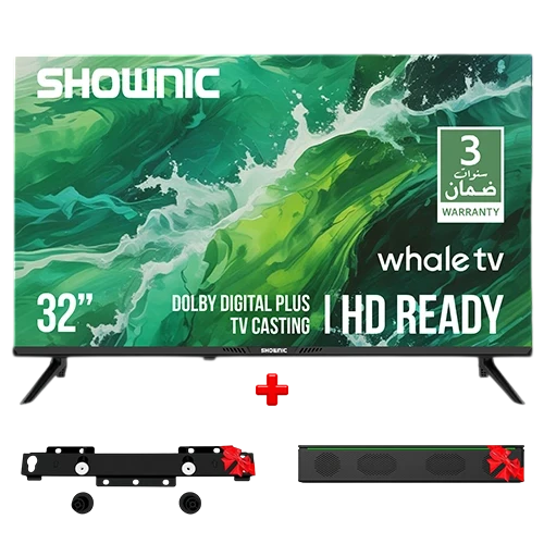 Shownic Smart Television TS65AUHWQ - 65 Inch 4K UHD Display - Whale TV 3 Operating System - Integrated AI Voice Assistant - 60 Hz Refresh Rate - Dolby Digital Plus Audio - Space Grey + Free Gift: Stand + Speaker