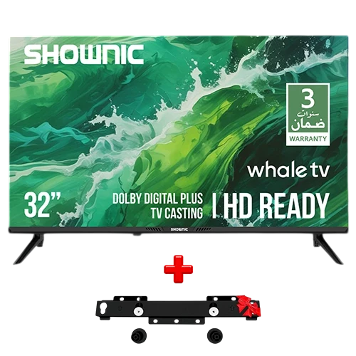 Shownic Smart Television TS-32ARHWD - 32 Inch Size - Whale TV 3 OS - Enhanced by Dolby Digital Plus - Versatile Connectivity - Advanced Utility - Black + Free Gift: Stand