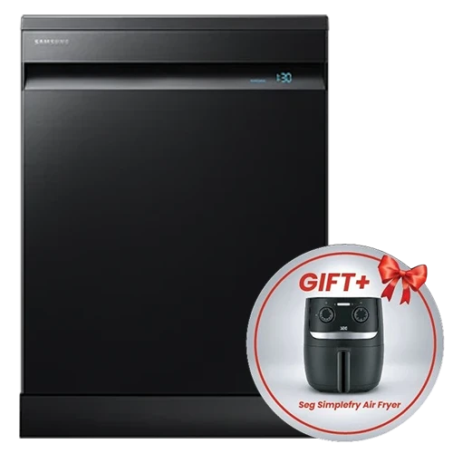 Samsung Dishwasher 60 cm DW60A8050FB - 8 Washing Programs and 14 Set - Auto Door Open Dry - SmartThings Wi-Fi Connectivity - Black + Free Gift: Seg Simplefry Air Fryer