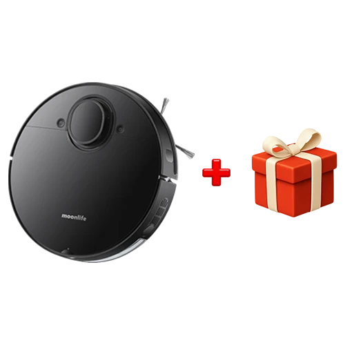 Moonlife Smartlife Robot Vacuum Cleaner MF112 - Wet & Dry - 8000 Pa Suction - Smart Navigation - Black + Free Gift: Moonlife Filterlife Coffee Machine MF220