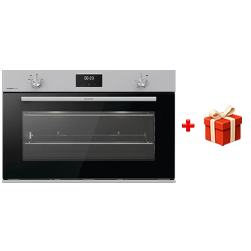 Gorenje Built-in Oven 90cm BOG9832E01X - SuperSize Baking Area - Mechanic Temperature Control - Gas Infrared Burner - Black + Free Gift: Gorenje Blender B800RL