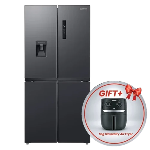 Samsung French Door Refrigerator RF48A4010B4 - 16 ft. Capacity - Digital Inverter Compressor - Twin Cooling Plus System - No Frost Technology - Power Cool & Power Freeze - Black + Free Gift: Seg Simplefry Air Fryer