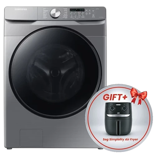 Samsung Washer Dryer Combo WD18T6000GP - 18/10 Kg and 1100 rpm Spin Speed - Quick Wash - Auto Dispense - Steam Sanitization - Grey + Free Gift: Seg Simplefry Air Fryer