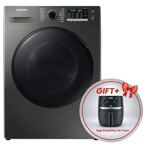 Samsung Front Load Washer Dryer Combo WD11TA046BX - 11/7 Kg - 1400 RPM Spin Speed - Digital Inverter Motor - Eco Bubble and Air Wash Technology - Gray + Free Gift: Seg Simplefry Air Fryer