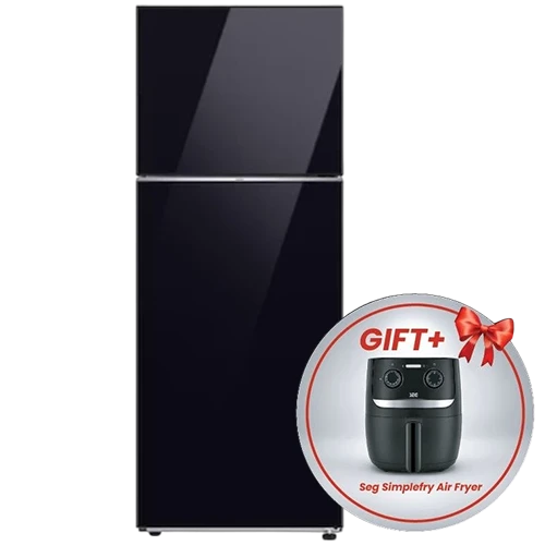 Samsung Bespoke Top Mount Refrigerator RT47CB664222 - 17 ft. Capacity - Digital Inverter Compressor - Optimal Fresh+ Zone - SpaceMax Technology - All-Around Cooling - Black + Free Gift: Seg Simplefry Air Fryer