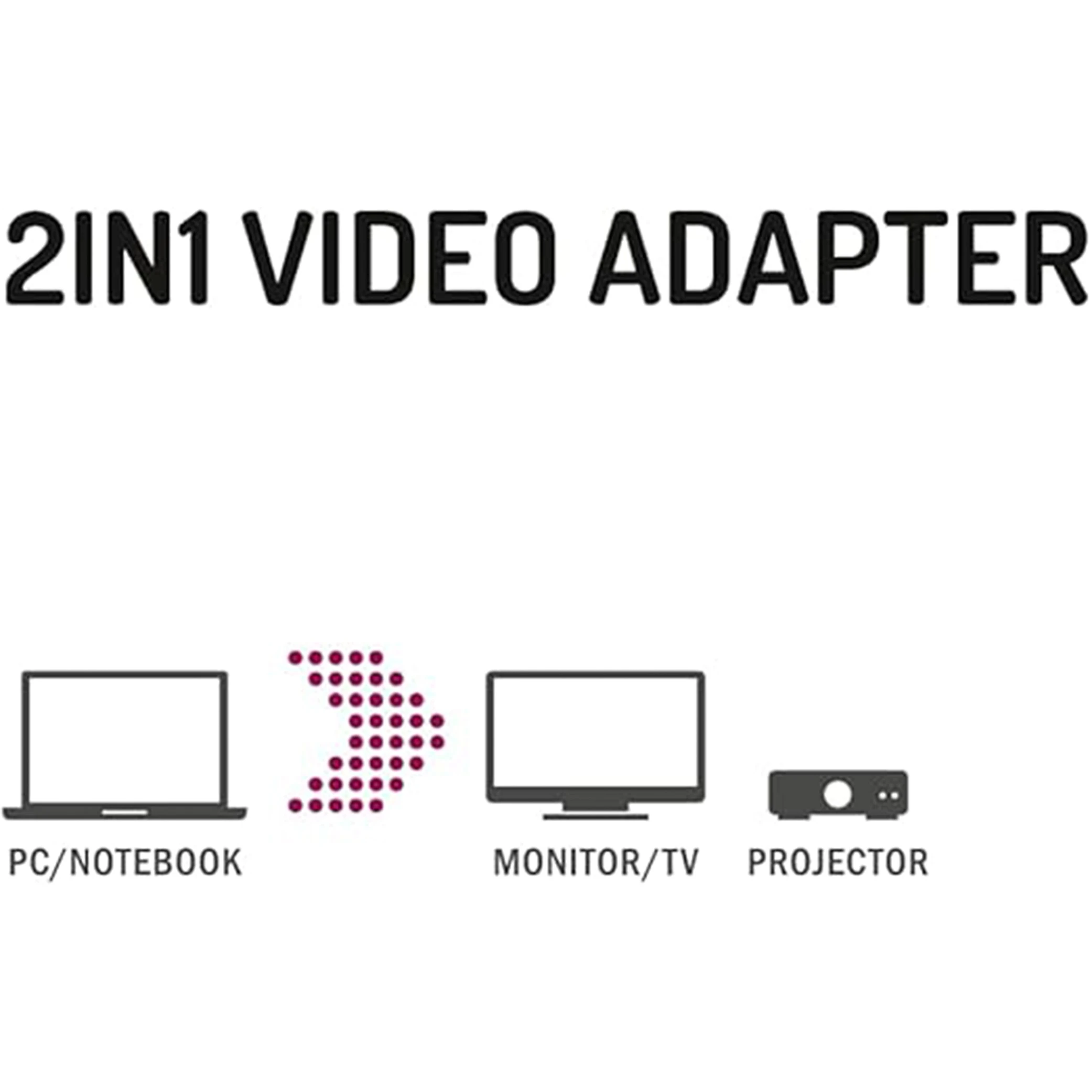 ئەداپتەری ڤیدیۆی هاما 200334 2 لە 1 DisplayPort Plug - VGA & HDMI Socket Ultra-HD 4K - ڕەش (4047443437365) - image 4