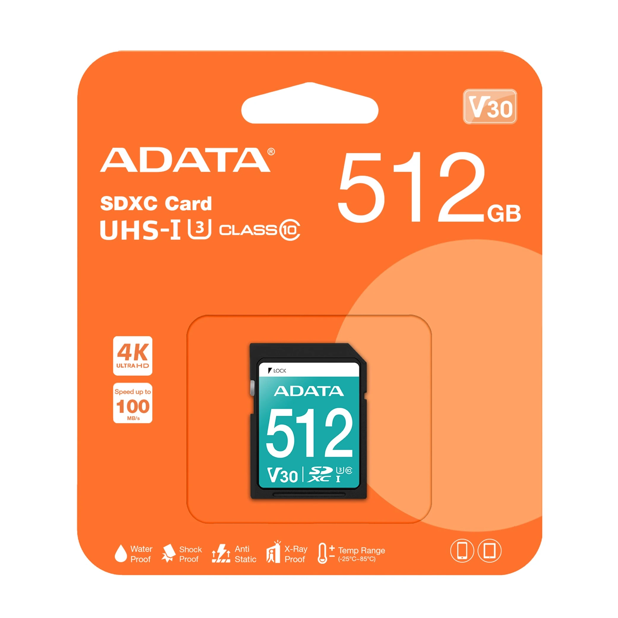 بطاقة ذاكرة أداتا بريمير برو SDXC UHS-I موديل U3 V3 فئة 10 - سرعات نقل عالية  - توافق متعدد الاستخدامات  - هيكل متين (842243017762) - image 2