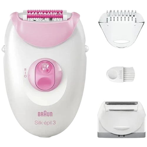 براون سيلك إبيل 3 موديل SE3-270 جهاز إزالة شعر للنساء وحلاقة وتشذيب  - أبيض / وردي