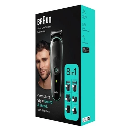 Braun 8-in-1 Style Kit Series 3 MGK3441 - Trims, Styles, and Clips Beard, Hair, Ears and Nose with Ultra-Sharp Blade - Black (4210201446897) - image 5
