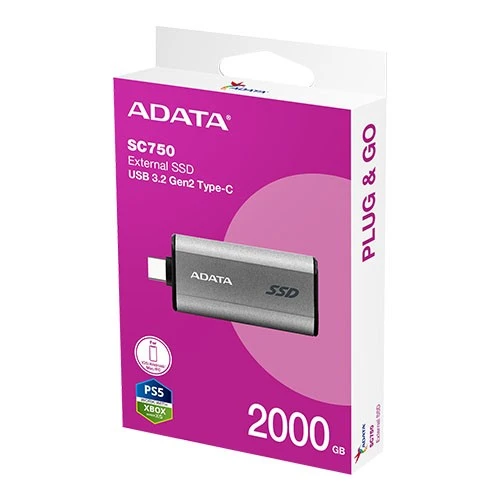 ADATA SC750 External SSD - USB 3.2 Gen2 Type-C - 1,050 MB/s - Black Titanium (842243033687) - image 9 ADATA SC750 External SSD - USB 3.2 Gen2 Type-C - 1,050 MB/s - Black Titanium (842243033687) - image 9
