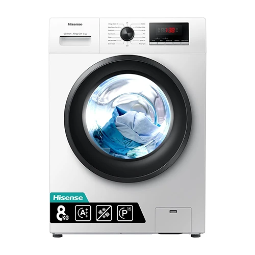 Hisense Front Load Washing Machine WFPV8012EM - 8 Kg and 1200 RPM Spin Speed - Hygiene Steam and Snowflake Drum - 15 Wash Programs - Child Lock - White (6901101812599) - image 1 Hisense Front Load Washing Machine WFPV8012EM - 8 Kg and 1200 RPM Spin Speed - Hygiene Steam and Snowflake Drum - 15 Wash Programs - Child Lock - White (6901101812599) - image 1