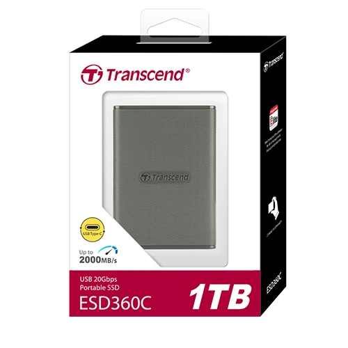 Transcend ESD360C Portable SSD - USB Type-C (USB 20Gbps) - Up to 2,000 MB/s - Gray (760557864462) - image 1