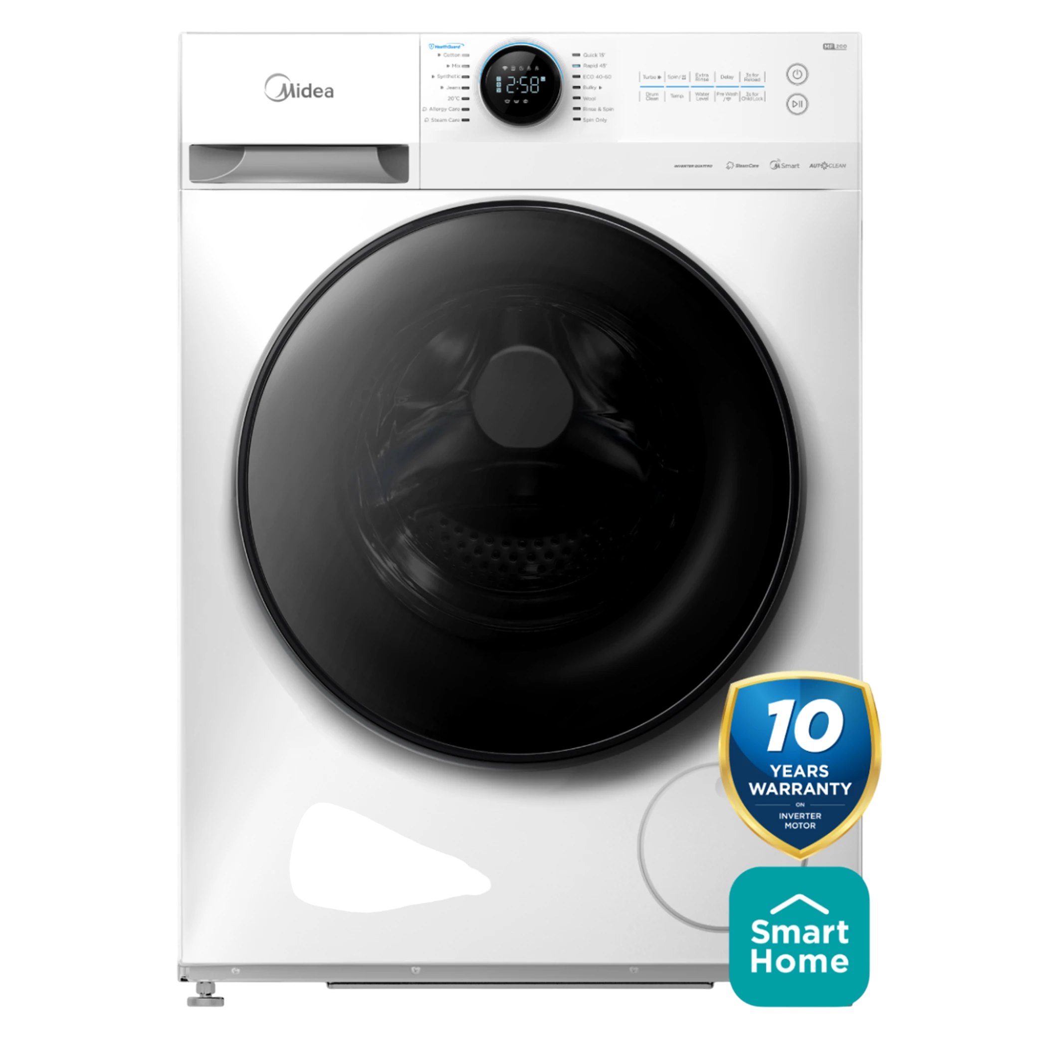 Midea Front Load Washing Machine MF200W120WB/W - 12 Kg and 1400 RPM Spin Speed - Inverter Quattro BLDC Motor - 14 Wash Programs - Smart Connectivity - White (MF200W120WBW) - image 1
