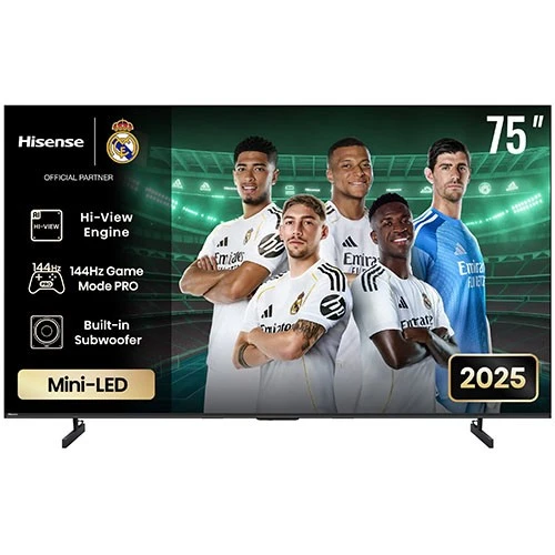تلفزيون هايسنس ميني ليد U7Q - محرك هاي فيو للذكاء الاصطناعي - HDR10+ دولبي فيجن آي كيو - دقة 4K UHD مع معدل تحديث متغير 144 هرتز - أسود (75U7Q) - image 1