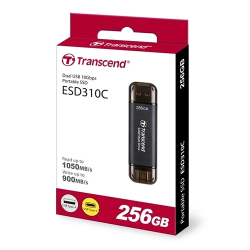 Transcend ESD310C Portable SSD - USB Type-A & Type-C (USB 10Gbps) - 1050MB/s - Black (760557861928) - image 1